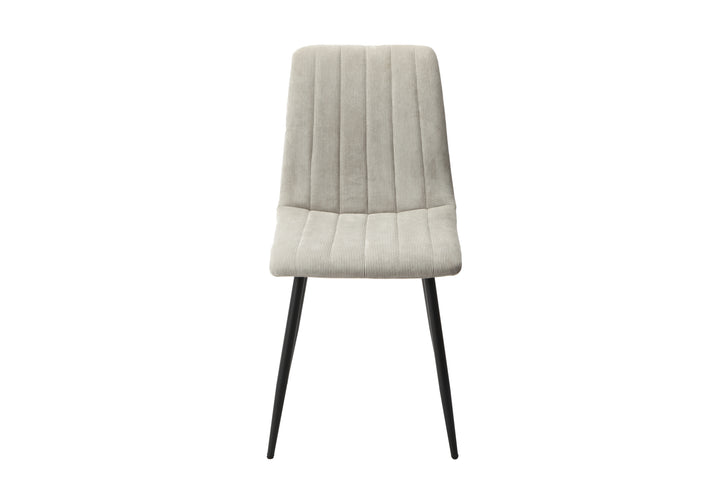 Aspen Straight Stitch Lt Grey Cord Dining Chair, Black Tapered Legs (Pair) Light Grey Black (DHD) Image 2
