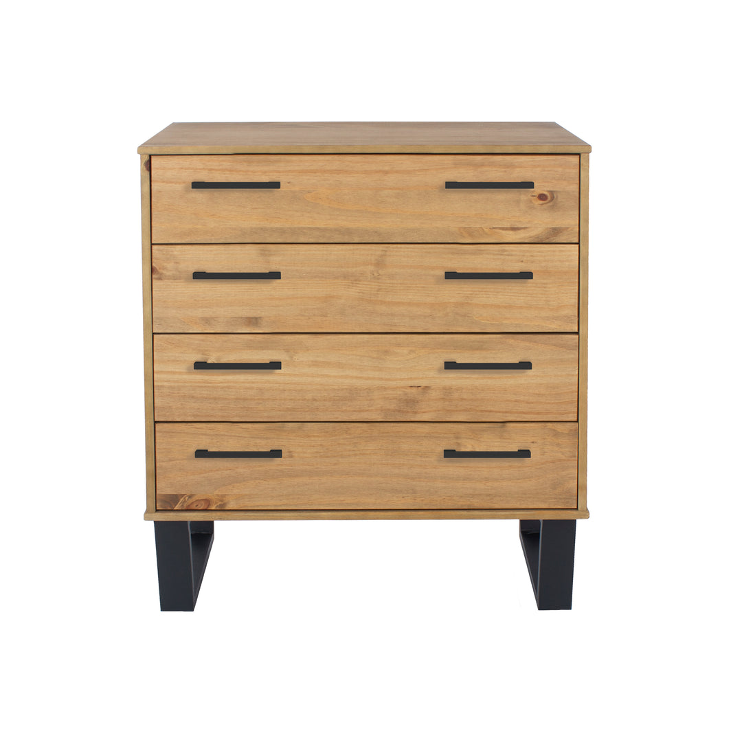 Texas 4 Drawer Chest Of Drawers Antique Waxed Pine Black (DHD) Image 1