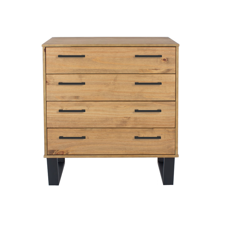 Texas 4 Drawer Chest Of Drawers Antique Waxed Pine Black (DHD) Image 1