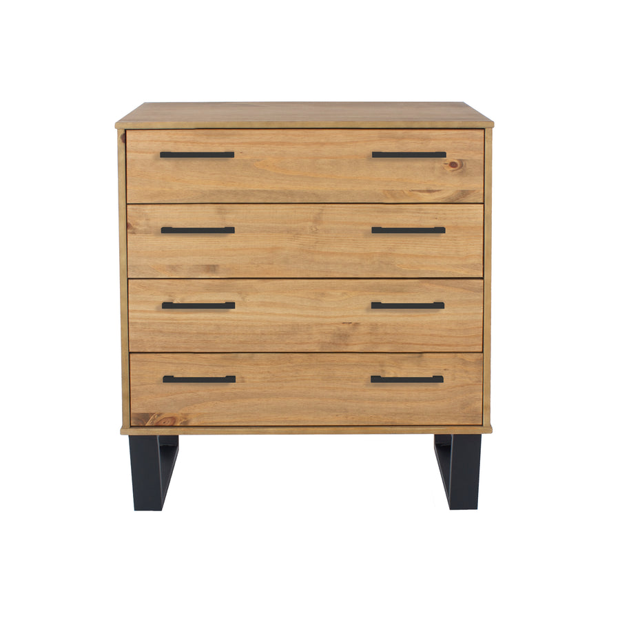 Texas 4 Drawer Chest Of Drawers Antique Waxed Pine Black (DHD) Image 1