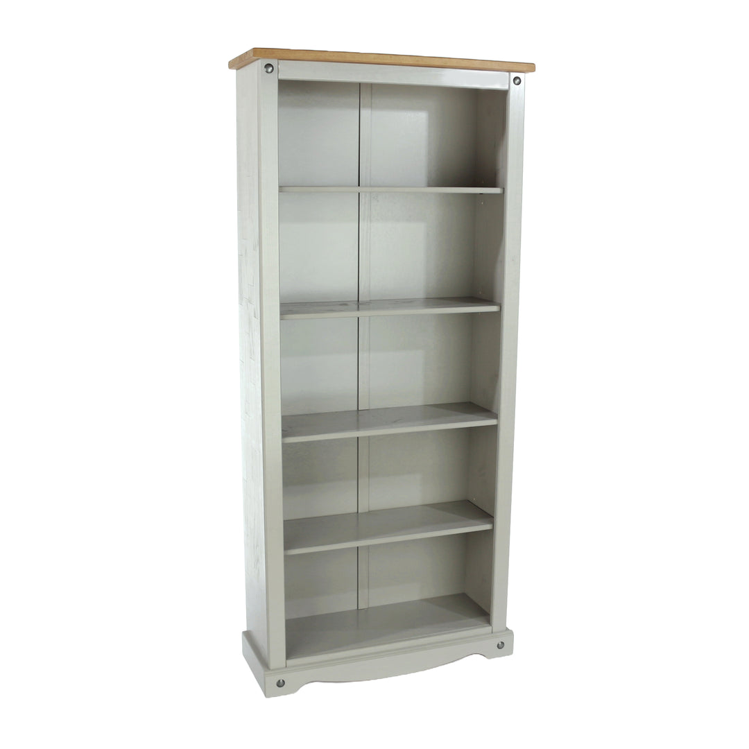 Corona Grey Tall Bookcase Grey Wax Antique Waxed Pine (DHD) Image 3