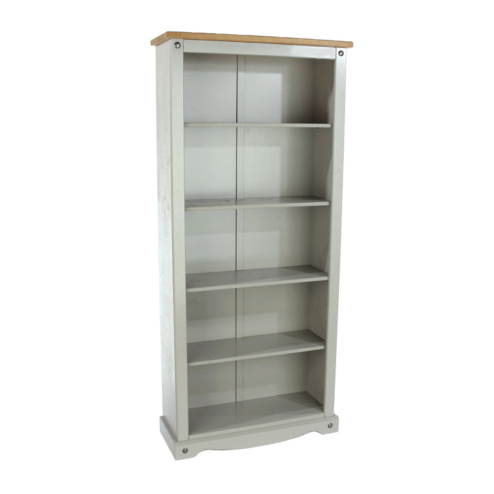 Corona Grey Tall Bookcase Grey Wax Antique Waxed Pine (DHD) Image 3