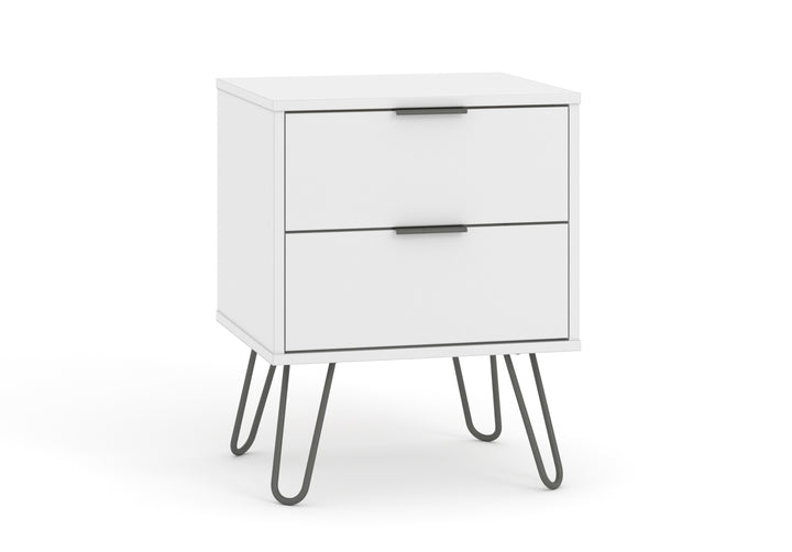 Augusta White 2 Drawer Bedside Cabinet White    (DHD) Image 3