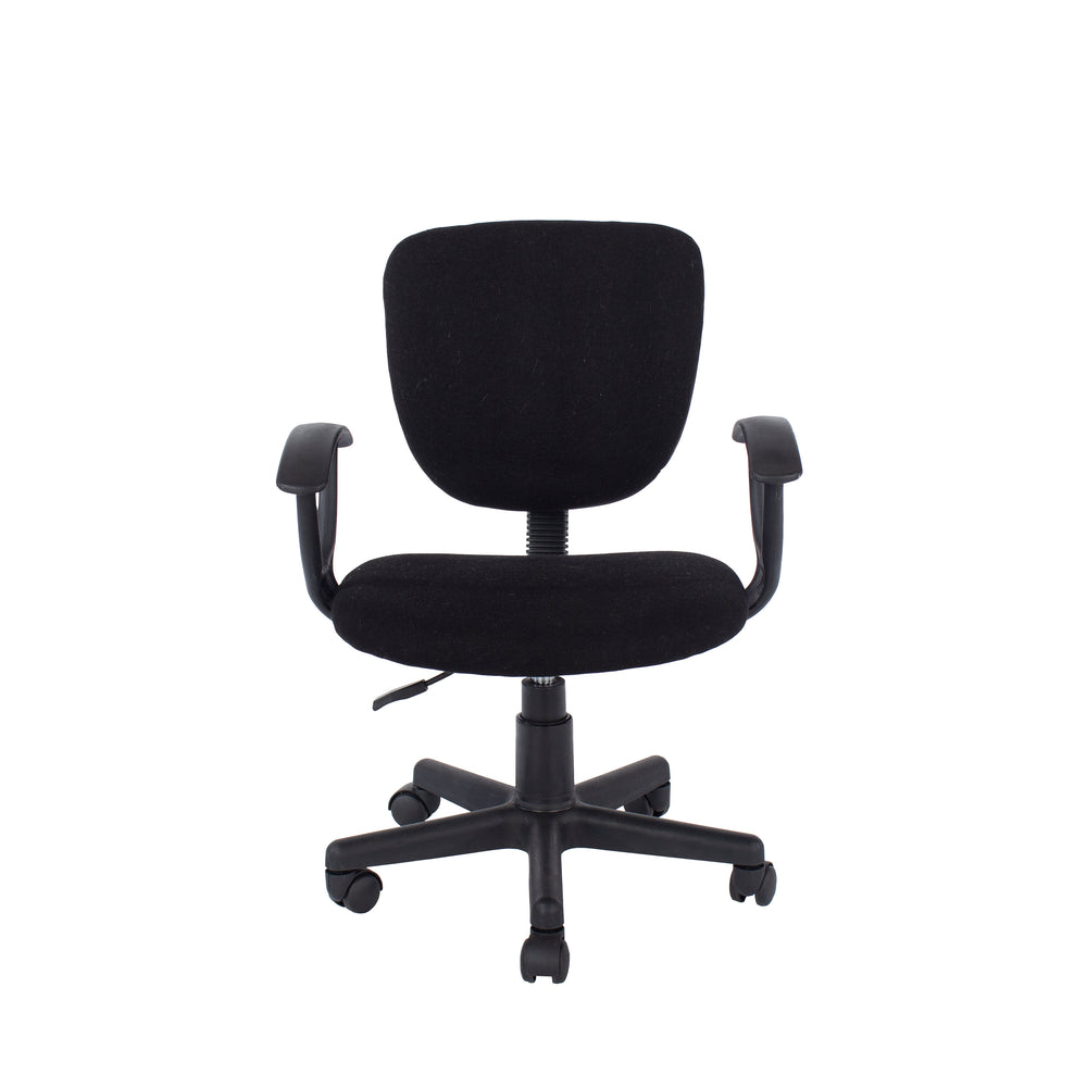 Loft Home Office Study Chair In Black Fabric & Black Base Black  (DHD) Image 2