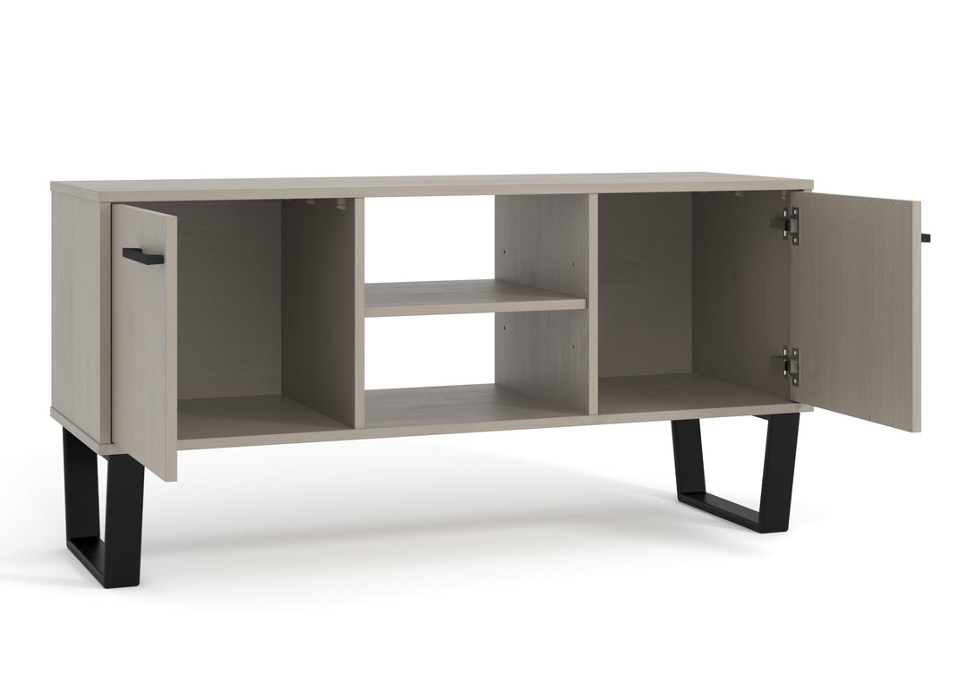 Texas 2 Door Flat Screen Tv Unit Grey Waxed Pine Black (DHD) Image 3