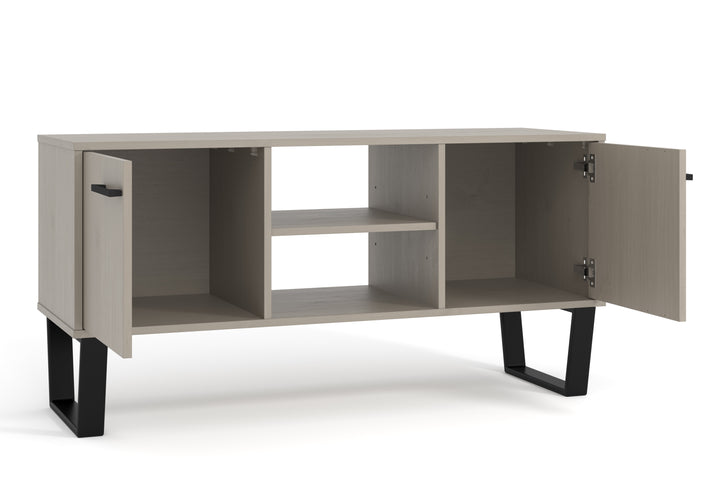 Texas 2 Door Flat Screen Tv Unit Grey Waxed Pine Black (DHD) Image 3