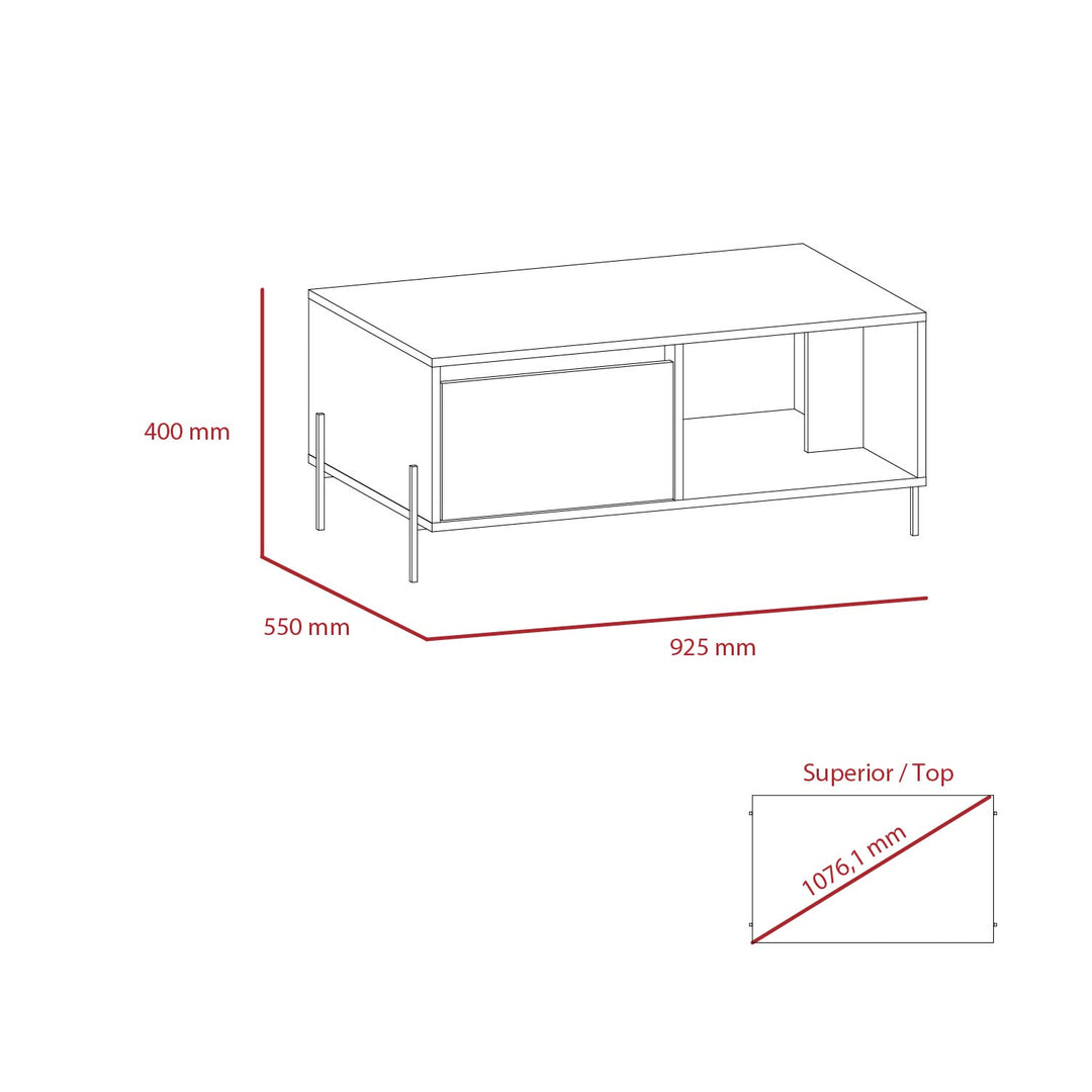 Dallas Coffee Table With Drawer White Carbon Grey Oak (DHD) Image 5