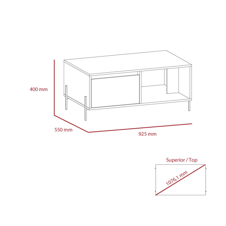 Dallas Coffee Table With Drawer White Carbon Grey Oak (DHD) Image 5