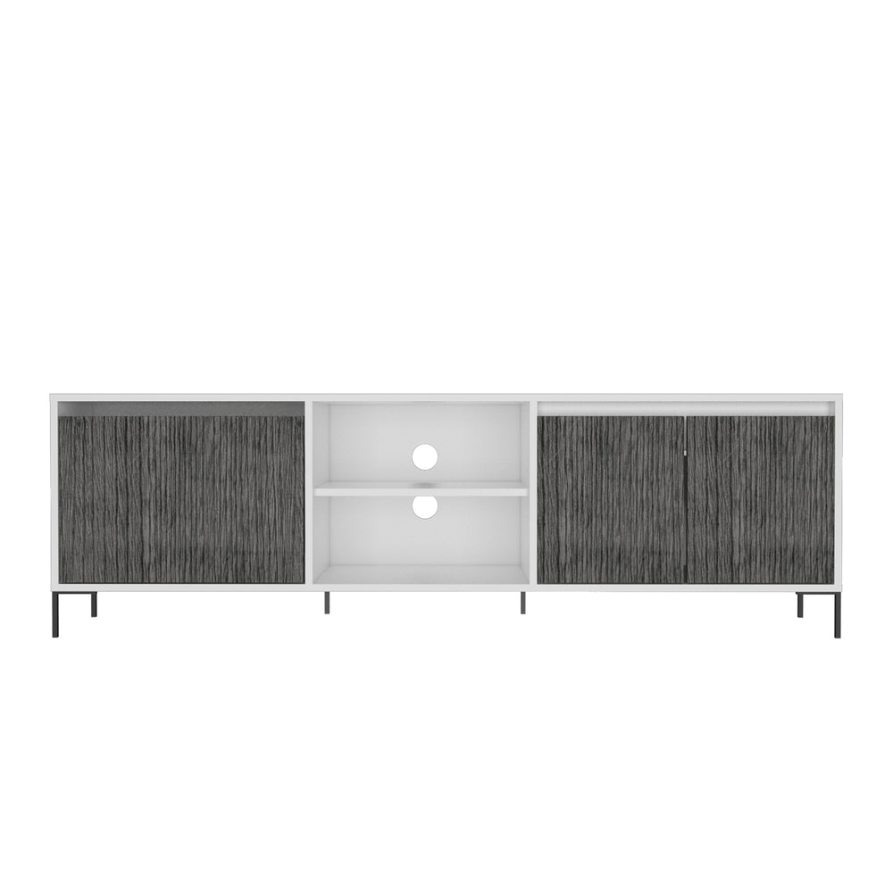 Dallas Ultra Wide Tv Rack With 4 Doors White Carbon Grey Oak (DHD) Image 2