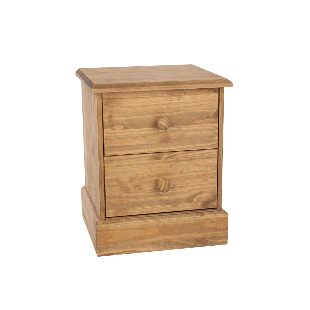 Cotswold 2 Drawer Bedside Cabinet Antique Waxed Pine  (DHD) Image 3