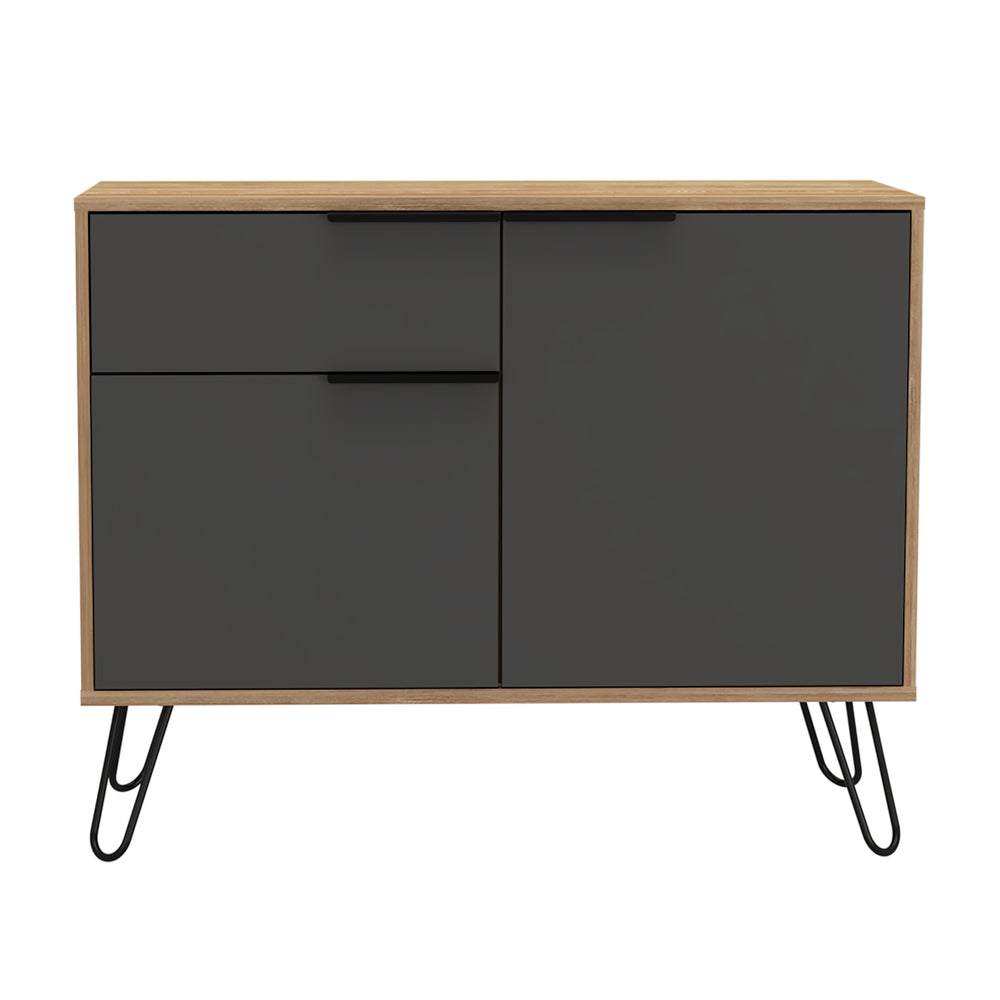 Vegas Small Sideboard With 2 Doors And Drawer Bleached Oak Grey (DHD) Image 2