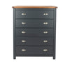 Dunkeld 5 Drawer Chest Midnight Blue Antique Oak Effect Wax (DHD) Image 2