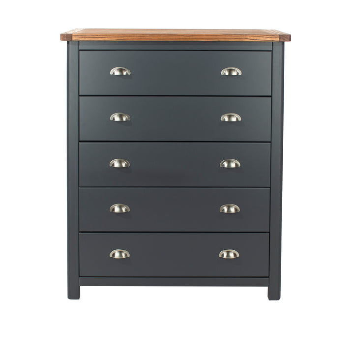 Dunkeld 5 Drawer Chest Midnight Blue Antique Oak Effect Wax (DHD) Image 2