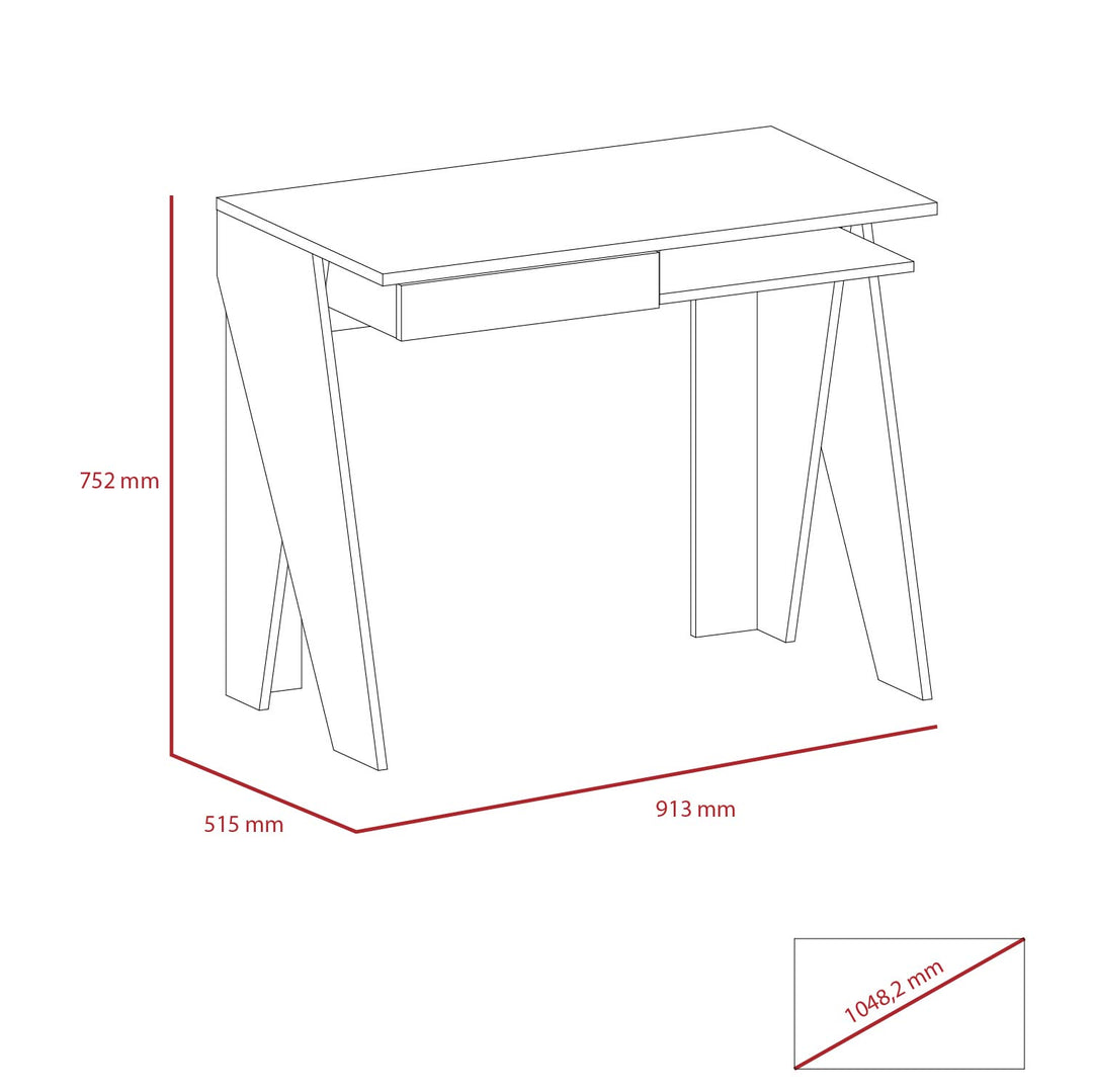 Dallas Home Office Desk With Drawer White Carbon Grey Oak (DHD) Image 6