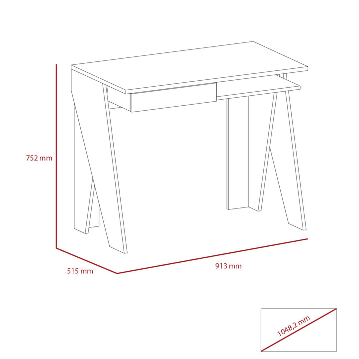 Dallas Home Office Desk With Drawer White Carbon Grey Oak (DHD) Image 6