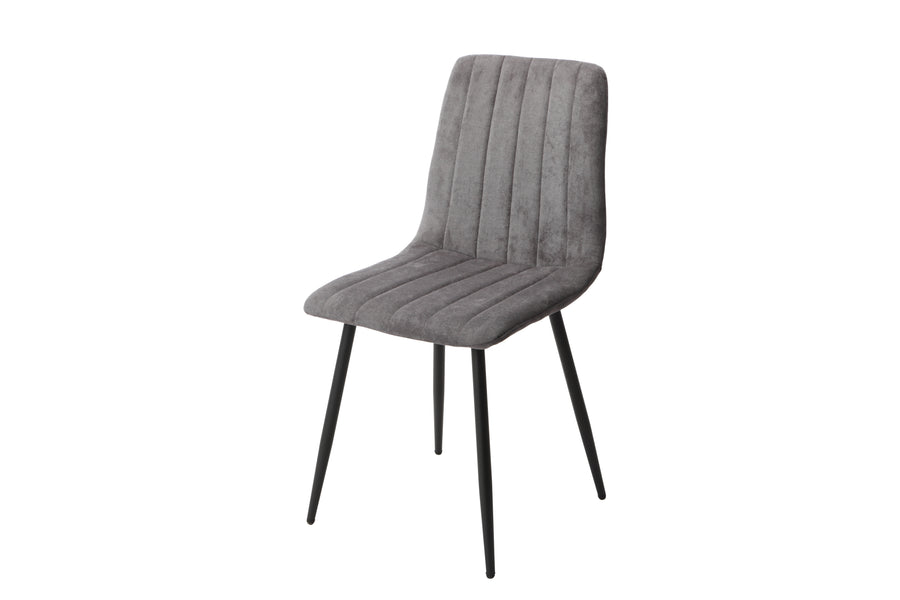 Aspen Straight Stitch Grey Dining Chair, Black Tapered Legs (Pair) Grey Black (DHD) Image 1