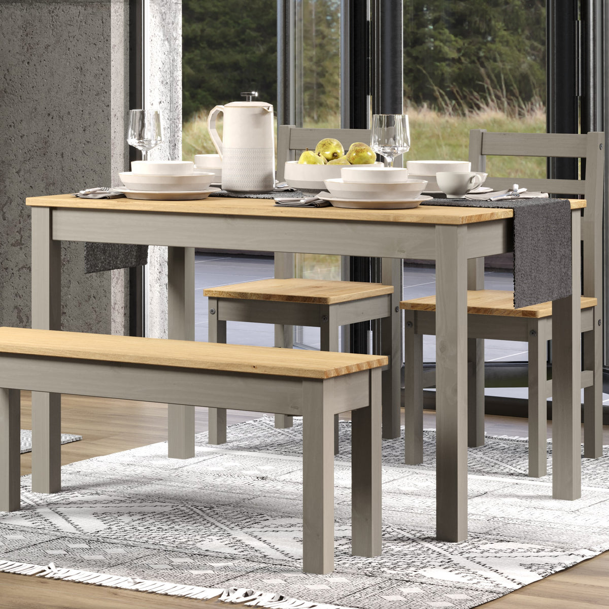 Linea Linea 1500Mm Rectangular Dining Table Grey Antique Waxed Pine (DHD) Image 2