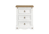 Corona White 3 Drawer Bedside Cabinet  White Wax Antique Waxed Pine (DHD) Image 2