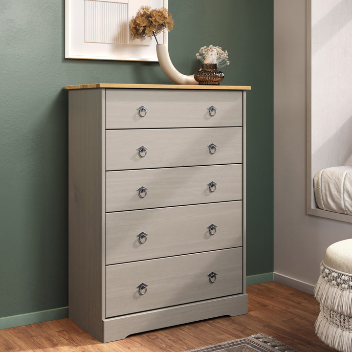 Corona Classic 5 Drawer Chest Of Drawers Grey Antique (Self Assembly) (DHD)