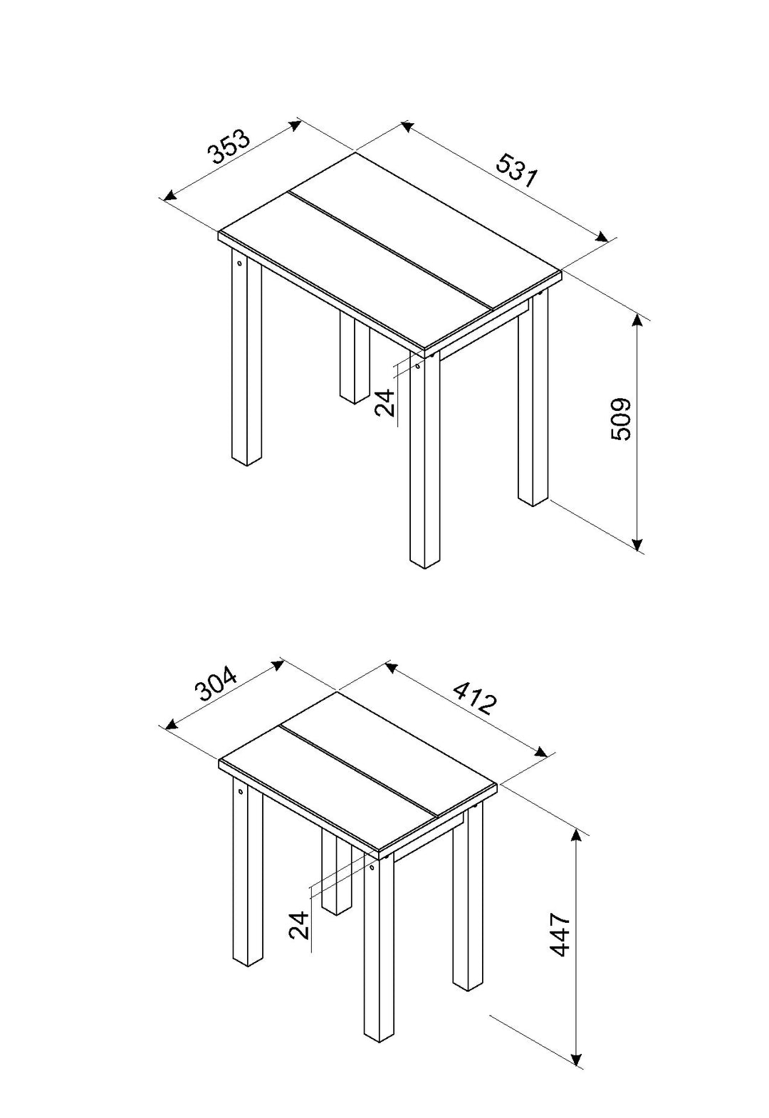 Linea Linea Nest Of 2 Tables Grey Antique Waxed Pine (DHD) Image 4