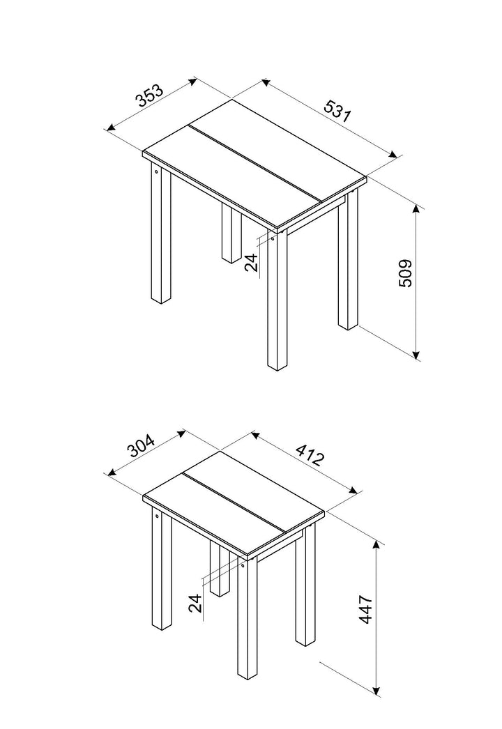 Linea Linea Nest Of 2 Tables Grey Antique Waxed Pine (DHD) Image 4
