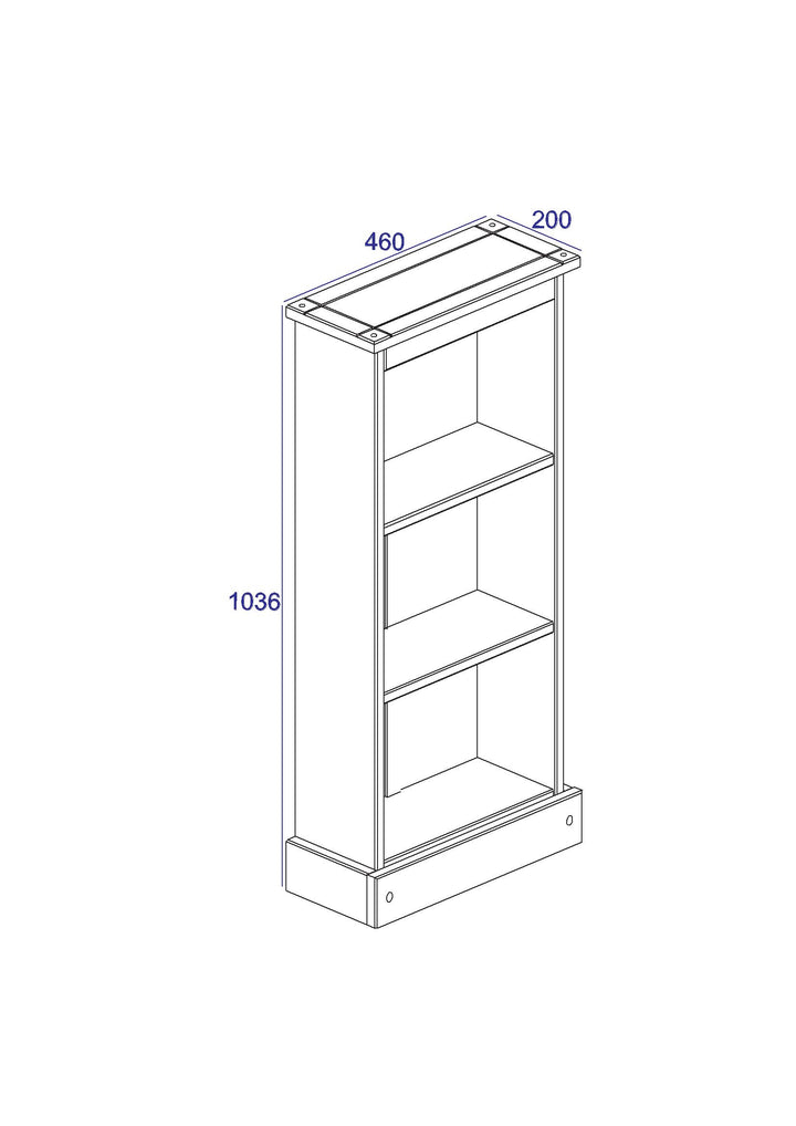 Corona White Low Narrow Bookcase White Wax Antique Waxed Pine (DHD) Image 3
