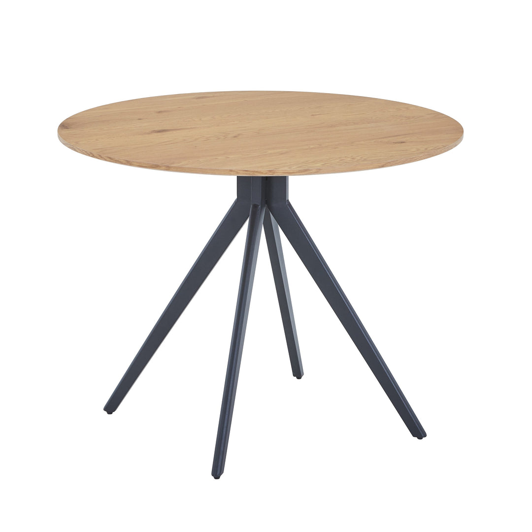 Aspen Round Dining Table, Light Oak Effect Top With Black Pedestal Leg  Oak Black (Self Assembly) (DHD)