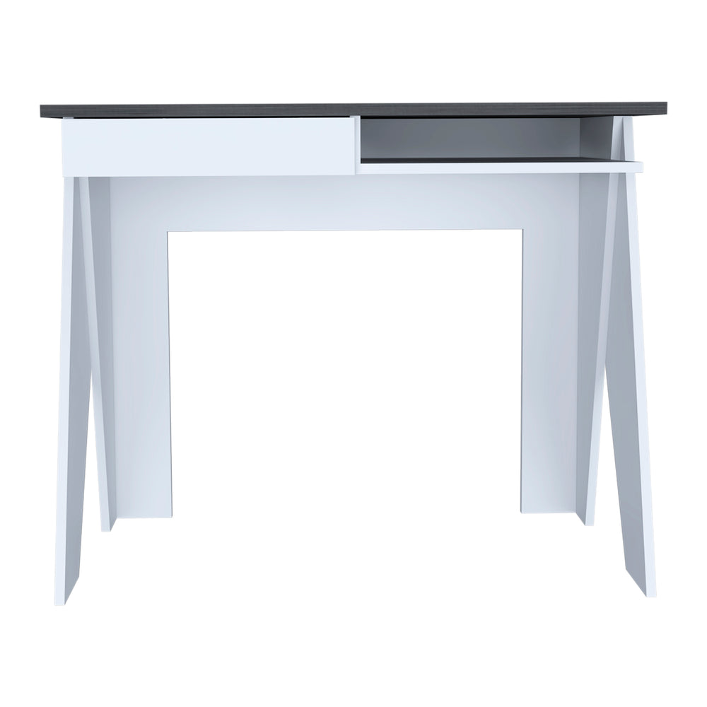 Dallas Home Office Desk With Drawer White Carbon Grey Oak (DHD) Image 2