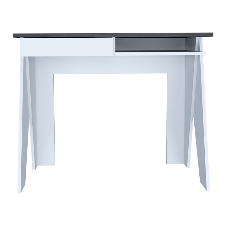 Dallas Home Office Desk With Drawer White Carbon Grey Oak (DHD) Image 2