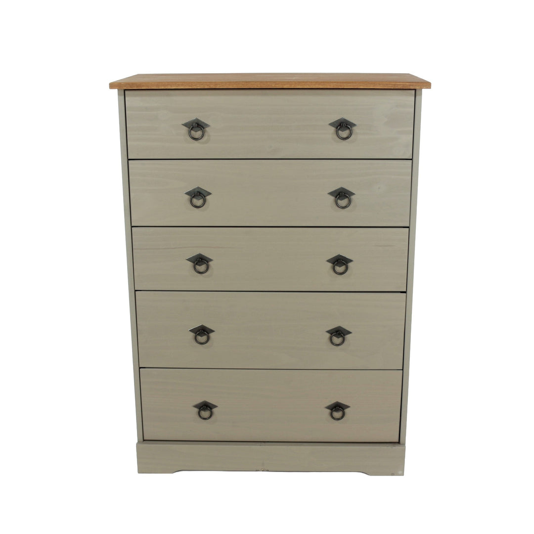 Corona Classic 5 Drawer Chest Of Drawers Grey Antique (Self Assembly) (DHD)