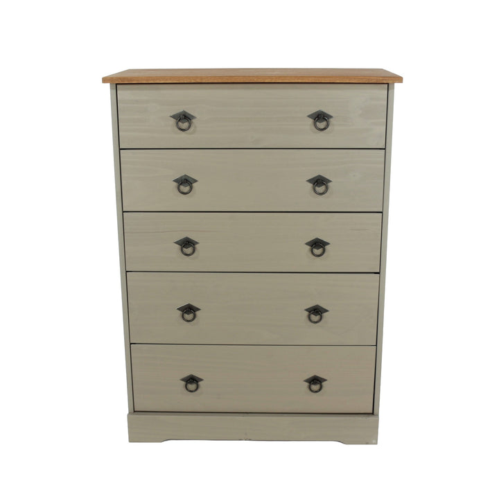 Corona Classic 5 Drawer Chest Of Drawers Grey Antique (Self Assembly) (DHD)