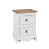 Corona White 2 Drawer Petite Bedside Cabinet White Wax Antique Waxed Pine (DHD) Image 3