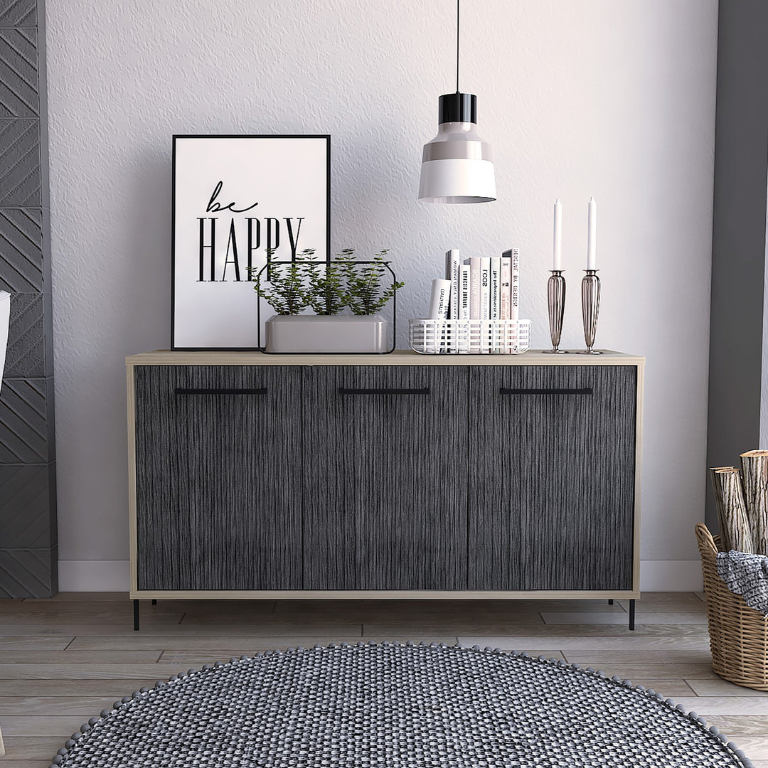Harvard Medium Sideboard With 3 Doors  Washed Oak Carbon Grey Oak (DHD) Image 4