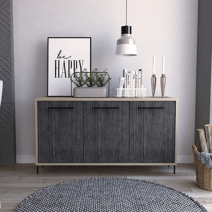 Harvard Medium Sideboard With 3 Doors  Washed Oak Carbon Grey Oak (DHD) Image 4