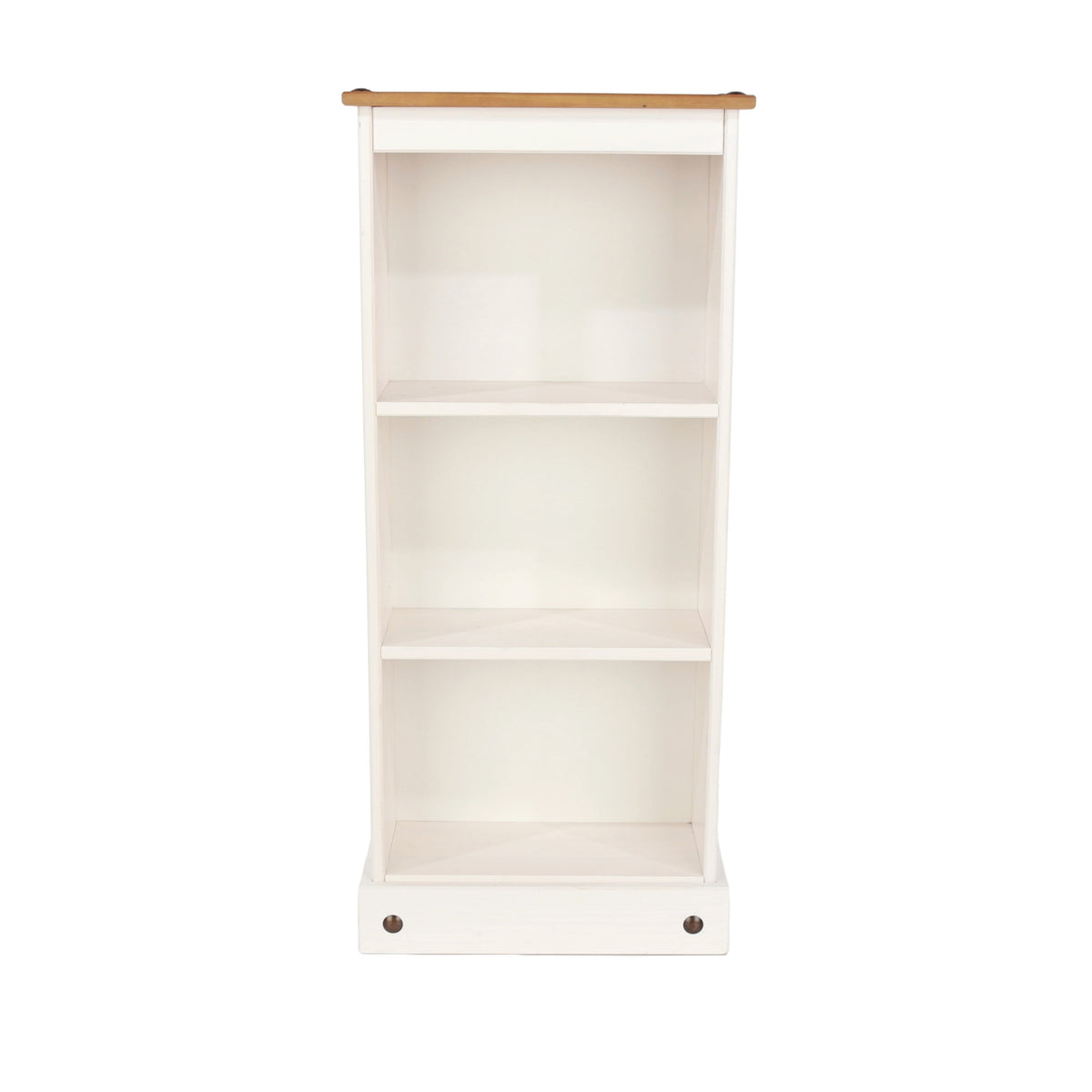 Corona White Low Narrow Bookcase White Wax Antique Waxed Pine (DHD) Image 1
