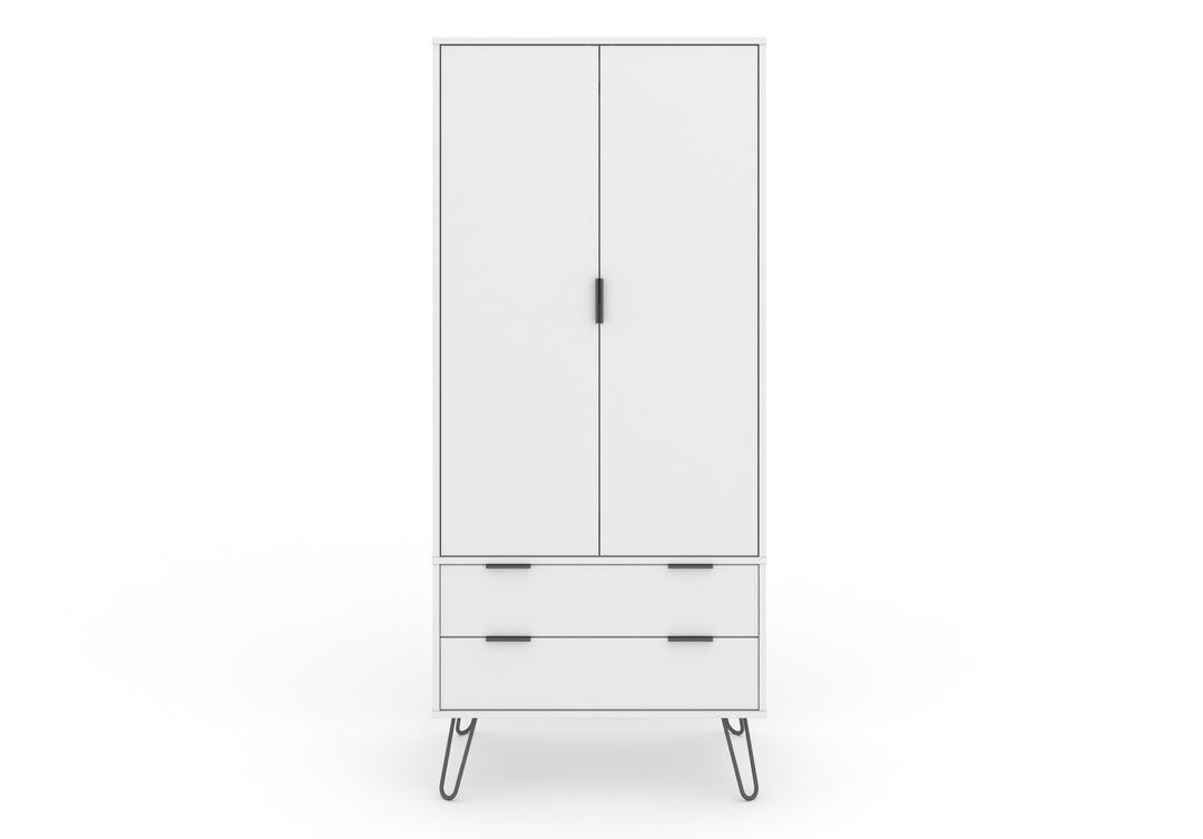 Augusta White 2 Door, 2 Drawer Wardrobe White    (DHD) Image 2