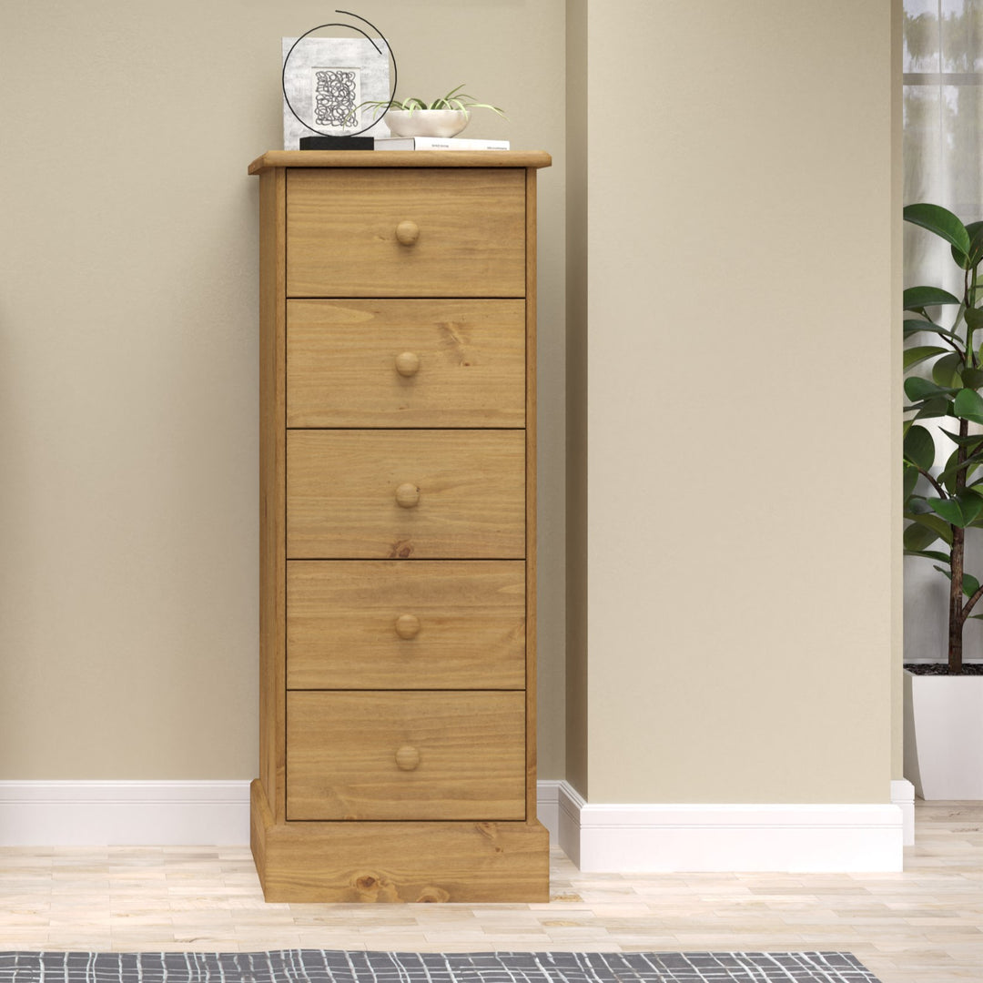 Cotswold 5 Drawer Narrow Chest Antique Waxed Pine  (DHD) Image 5