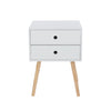 Options White Scandia, 2 Drawer & Wood Legs Bedside Cabinet  White Pine (DHD) Image 2