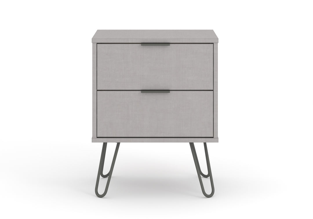 Augusta Grey 2 Drawer Bedside Cabinet Grey   (DHD) Image 2