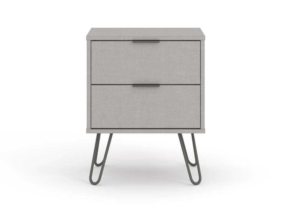 Augusta Grey 2 Drawer Bedside Cabinet Grey   (DHD) Image 2