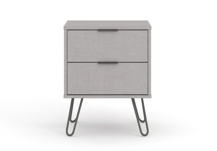 Augusta Grey 2 Drawer Bedside Cabinet Grey   (DHD) Image 2