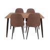 Aspen Rectangular Dining Table, Aged Oak Effect Foiled Top And 4 X Upholstered Chair Set  Aged Oak Brown (DHD) Image 2