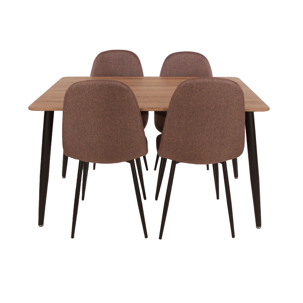 Aspen Rectangular Dining Table, Aged Oak Effect Foiled Top And 4 X Upholstered Chair Set  Aged Oak Brown (DHD) Image 2