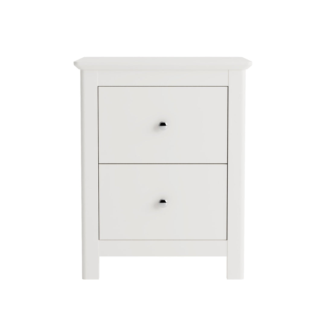 Nairn White 2 Drawer Bedside Cabinet White  (Self Assembly) (DHD)