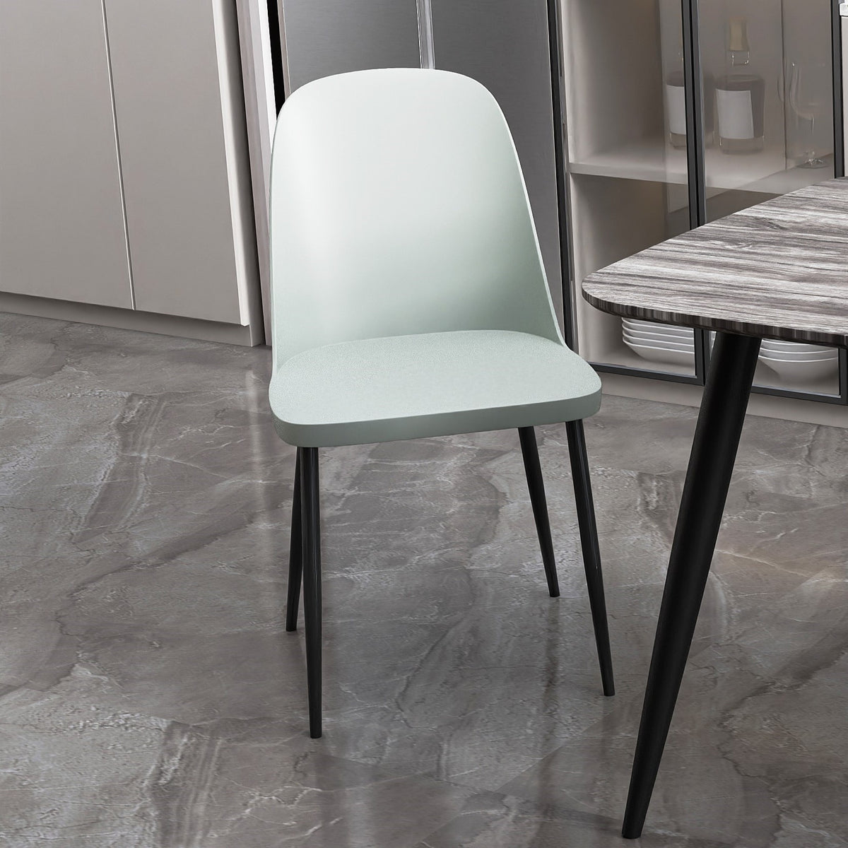 Aspen Duo Chair, Light Grey Plastic Seat With Black Metal Legs (Pair) Grey Black (DHD) Image 2
