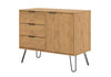 Augusta Pine Small Sideboard With 1 Door, 3 Drawers Antique Waxed Pine Black (DHD) Image 1