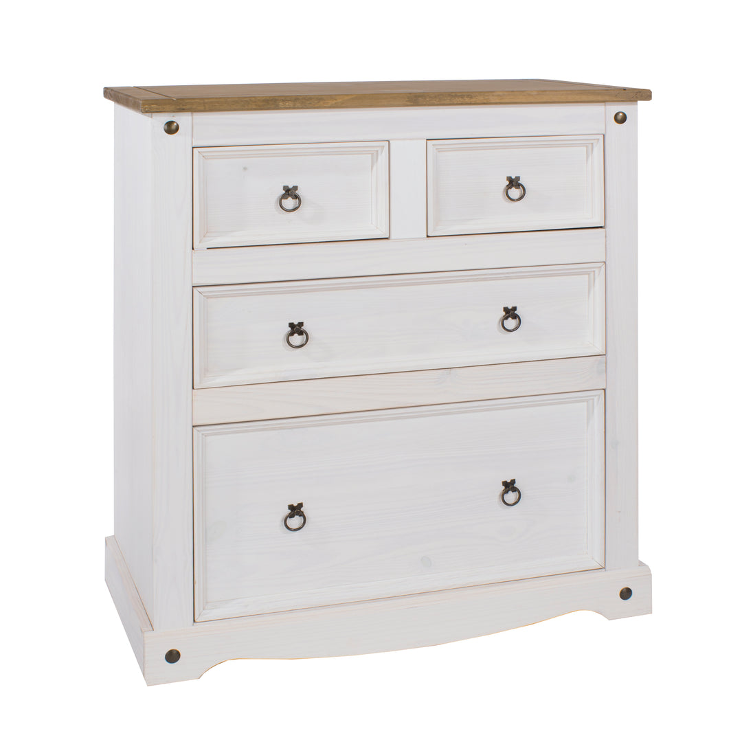 Corona White 2+2 Drawer Chest  White Wax Antique Waxed Pine (DHD) Image 3