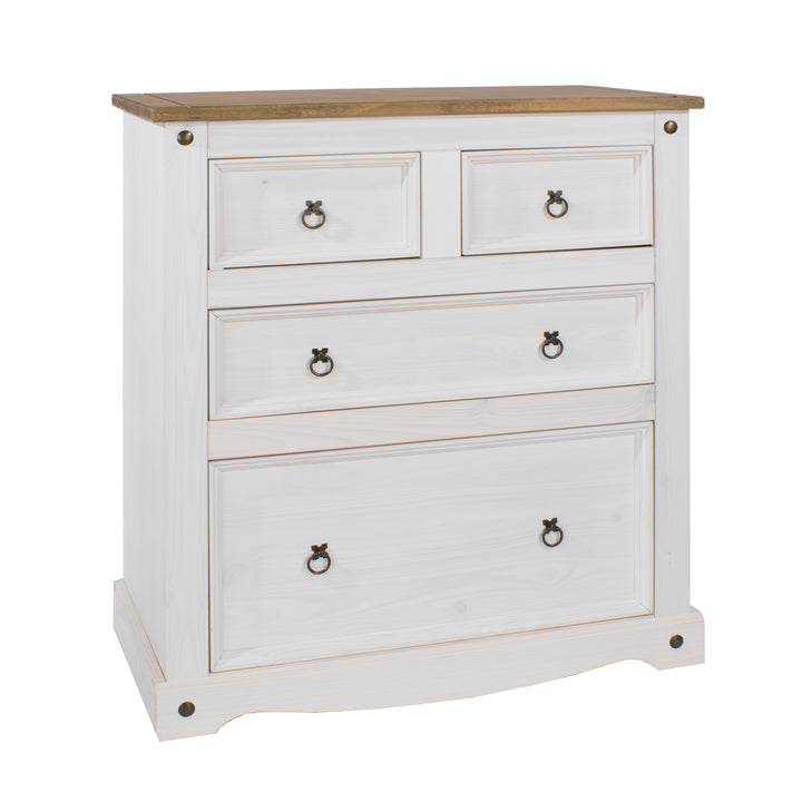 Corona White 2+2 Drawer Chest  White Wax Antique Waxed Pine (DHD) Image 3