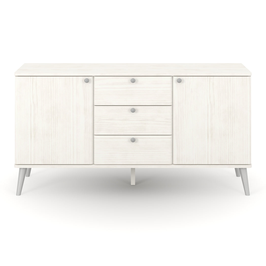 Augusta Curve Medium Sideboard With 2 Doors, 3 Drawers  White Silver (DHD) Image 2