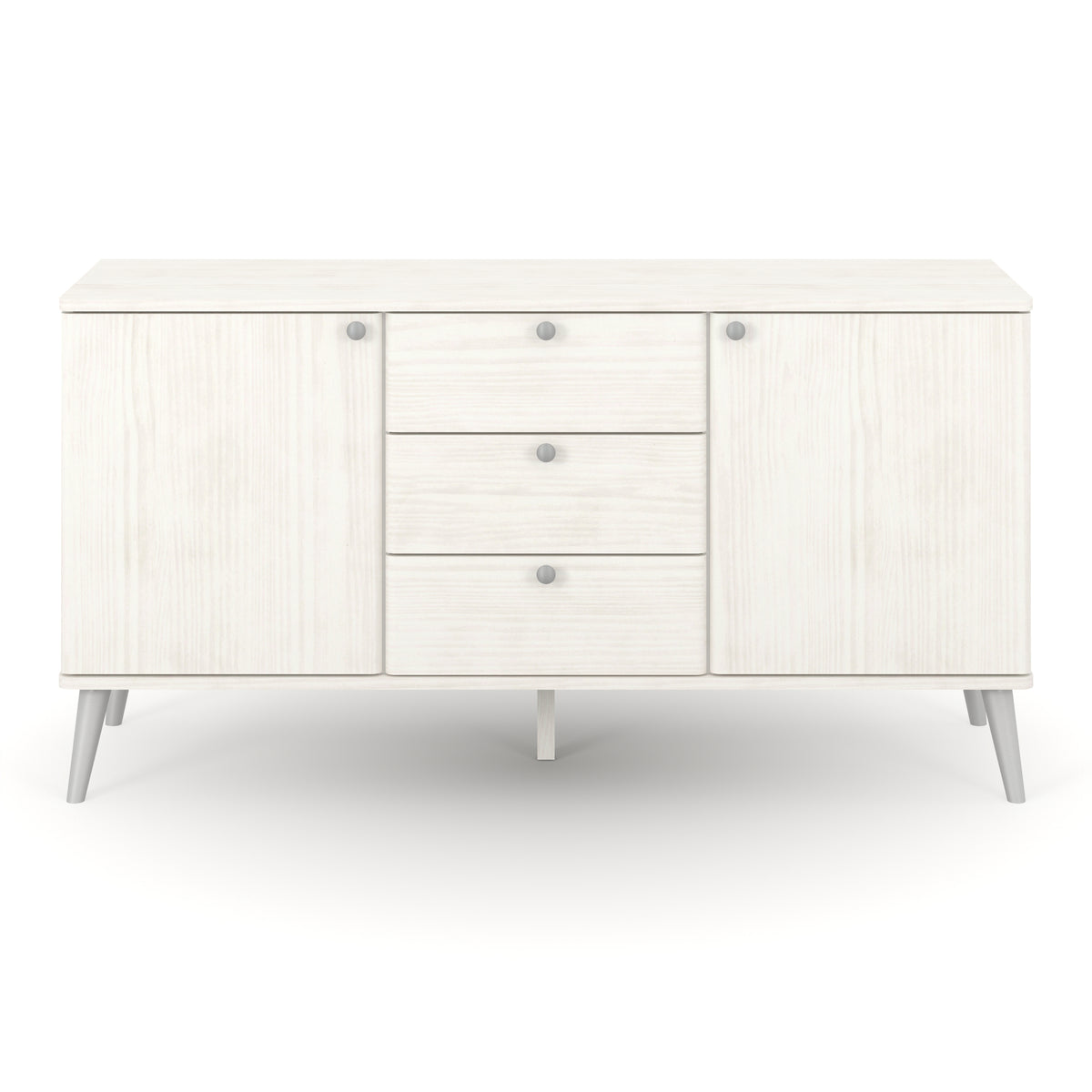 Augusta Curve Medium Sideboard With 2 Doors, 3 Drawers  White Silver (DHD) Image 2